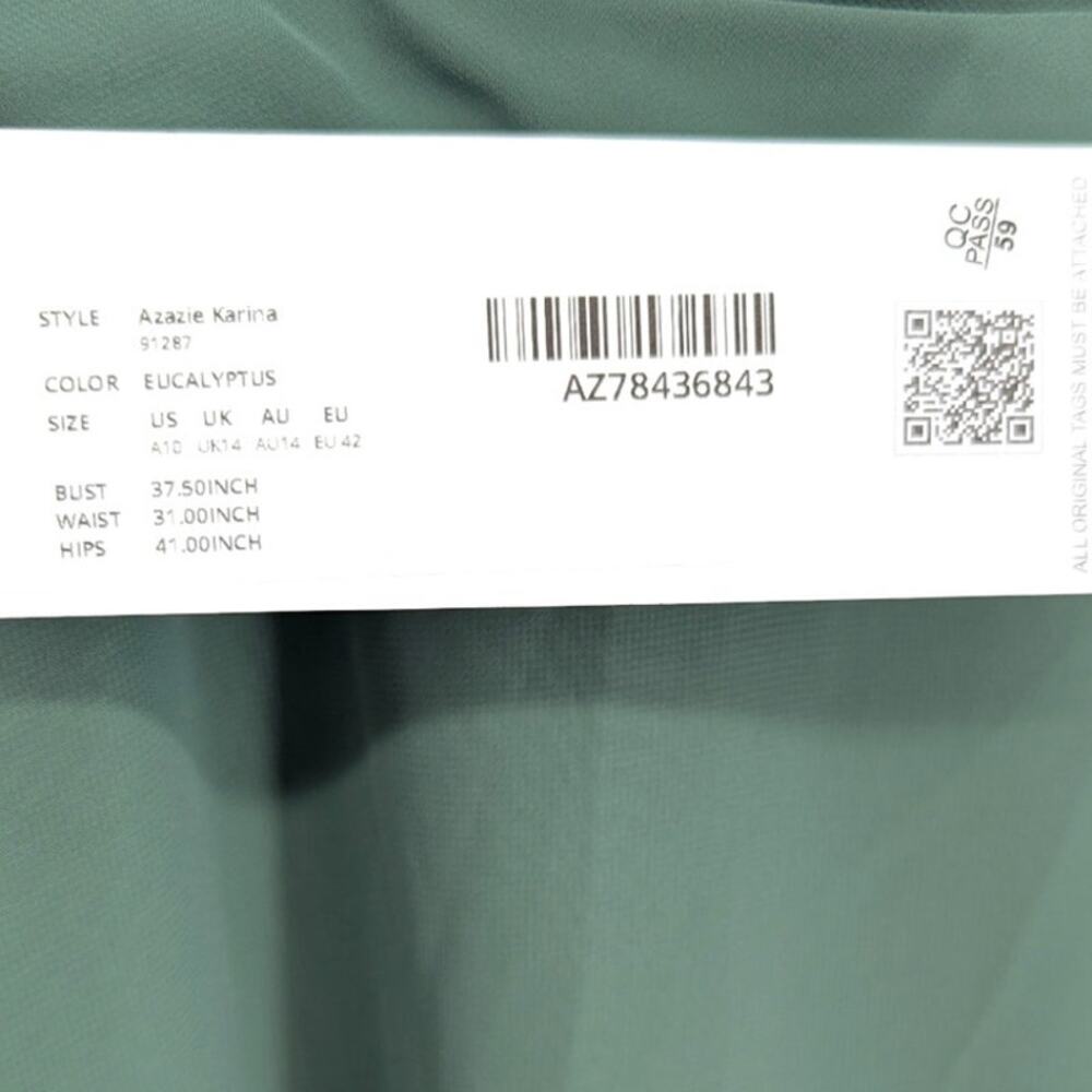 Azazie Karina Eucalyptus Chiffon Bridesmaid Dress A10 Maxi Formal Gown - Picture 5 of 6